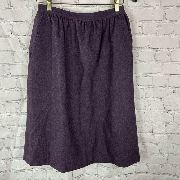 vintage evan picone wool blend deep Purple midi full Skirt sz 12 - Picture 1 of 10